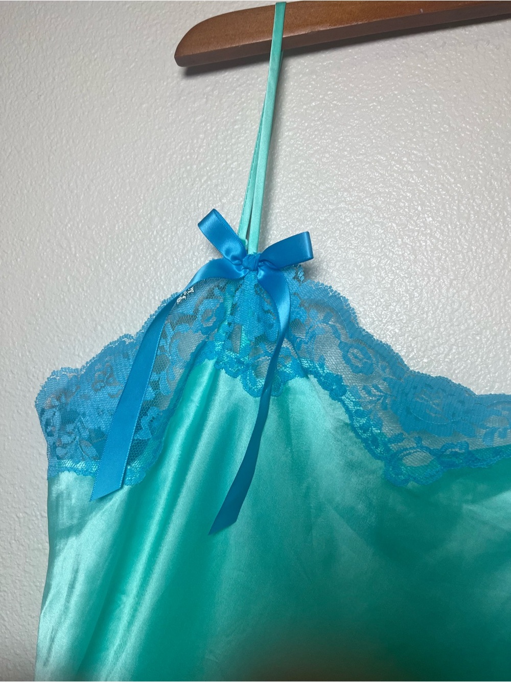 Victoria's Secret Turquoise Satin & Lace Chemise - Picture 2 of 5